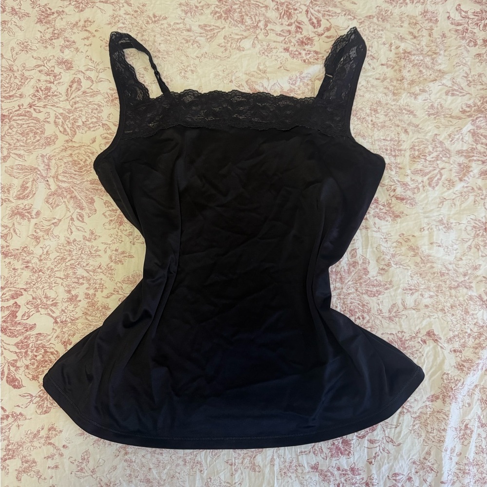 Black Lace Trim Camisole Tank Top